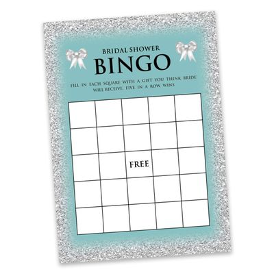 50 Cartões de Jogo Nupciais com Glitter para Chá de Noiva e Despedida de Solteira Atacado, Quadrados em Branco para Preencher - Inkdotpot 12,7 Cm × 17,78 Cm / Branco - Bingo da Noiva