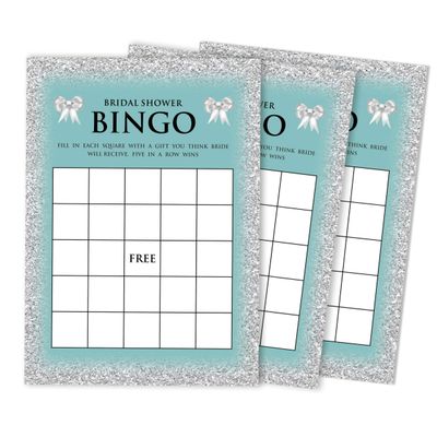 50 Cartões de Jogo Nupciais com Glitter para Chá de Noiva e Despedida de Solteira Atacado, Quadrados em Branco para Preencher - Inkdotpot 12,7 Cm × 17,78 Cm / Branco - Bingo da Noiva
