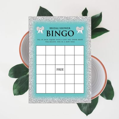 50 Cartões de Jogo Nupciais com Glitter para Chá de Noiva e Despedida de Solteira Atacado, Quadrados em Branco para Preencher - Inkdotpot 12,7 Cm × 17,78 Cm / Branco - Bingo da Noiva