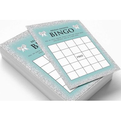 50 Cartões de Jogo Nupciais com Glitter para Chá de Noiva e Despedida de Solteira Atacado, Quadrados em Branco para Preencher - Inkdotpot 12,7 Cm × 17,78 Cm / Branco - Bingo da Noiva