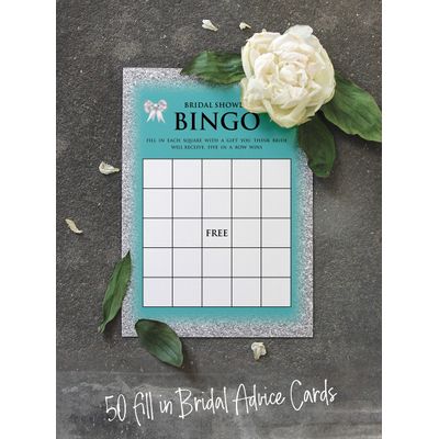 50 Cartões de Jogo Nupciais com Glitter para Chá de Noiva e Despedida de Solteira Atacado, Quadrados em Branco para Preencher - Inkdotpot 12,7 Cm × 17,78 Cm / Branco - Bingo da Noiva