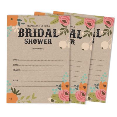 50 Cartões de Jogo Quadrados em Branco para Chá de Noiva/Despedida de Solteira Ideias de Presente Kraft Rústico Floral a Granel - Inkdotpot 8,89 Cm × 5,08 Cm / Branco - Quantos Beijos?