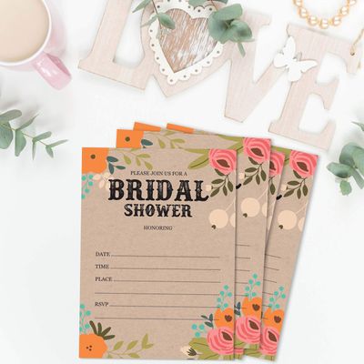 50 Cartões de Jogo Quadrados em Branco para Chá de Noiva/Despedida de Solteira Ideias de Presente Kraft Rústico Floral a Granel - Inkdotpot 8,89 Cm × 5,08 Cm / Branco - Quantos Beijos?