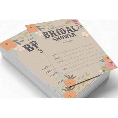 50 Cartões de Jogo Quadrados em Branco para Chá de Noiva/Despedida de Solteira Ideias de Presente Kraft Rústico Floral a Granel - Inkdotpot 8,89 Cm × 5,08 Cm / Branco - Quantos Beijos?