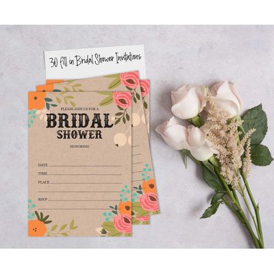 50 Cartões de Jogo Quadrados em Branco para Chá de Noiva/Despedida de Solteira Ideias de Presente Kraft Rústico Floral a Granel - Inkdotpot 8,89 Cm × 5,08 Cm / Branco - Quantos Beijos?