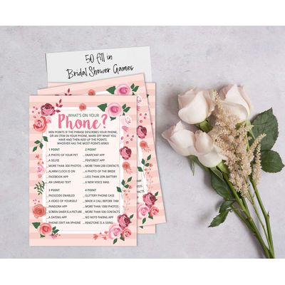 50 Cartões Florais para Jogo, Chá de Noiva, Despedida de Solteira, Quadrados em Branco para Preencher Ideias de Lembrança - Inkdotpot 12,7 Cm × 17,78 Cm / Branco - O Que Tem no Seu Celular