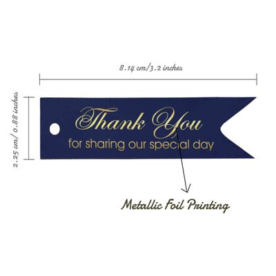 Etiquetas de Papel Metalizado para Pendurar Obrigado por Compartilhar Nosso Dia Especial para Lembrancinhas de Chá de Noiva - Inkdotpot 100 Etiquetas Metalizadas / Azul - Dourado