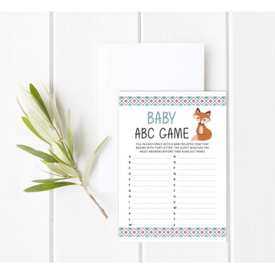 50 Cartões Alfabeto Infantil ABC Animais da Selva para Chá de Bebê Itens para Festa - Inkdotpot 12,7 Cm × 17,78 Cm / Branco - Cartão de Conselho