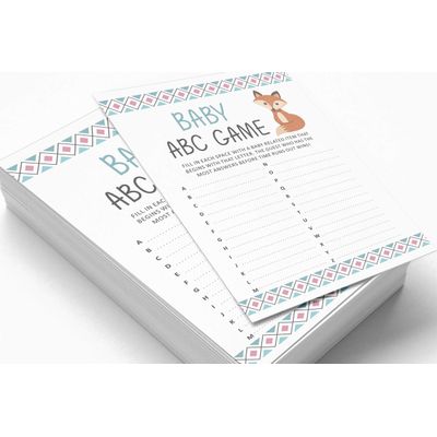 50 Cartões Alfabeto Infantil ABC Animais da Selva para Chá de Bebê Itens para Festa - Inkdotpot 12,7 Cm × 17,78 Cm / Branco - Cartão de Conselho
