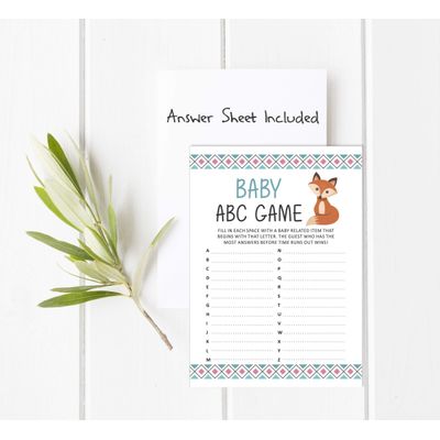 50 Cartões Alfabeto Infantil ABC Animais da Selva para Chá de Bebê Itens para Festa - Inkdotpot 12,7 Cm × 17,78 Cm / Branco - Cartão de Conselho
