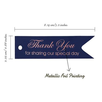 Etiquetas de Papel Metalizado para Pendurar Obrigado por Compartilhar Nosso Dia Especial para Lembrancinhas de Chá de Noiva - Inkdotpot 100 Etiquetas Metalizadas / Azul - Ouro Rosé