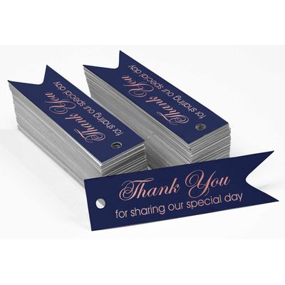 Etiquetas de Papel Metalizado para Pendurar Obrigado por Compartilhar Nosso Dia Especial para Lembrancinhas de Chá de Noiva - Inkdotpot 100 Etiquetas Metalizadas / Azul - Ouro Rosé