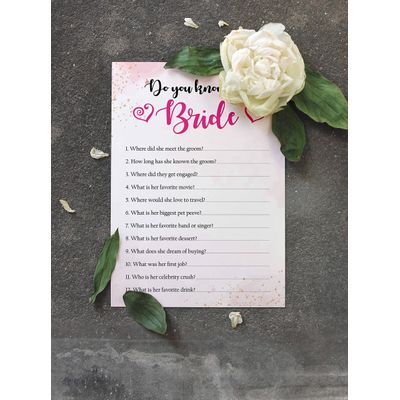 50 Cartões de Jogo Quadrados em Branco com Respingo em Aquarela para Chá de Noiva, Casamento e Despedida de Solteira - Inkdotpot 12,7 Cm × 17,78 Cm / Branco - Quiz da Noiva