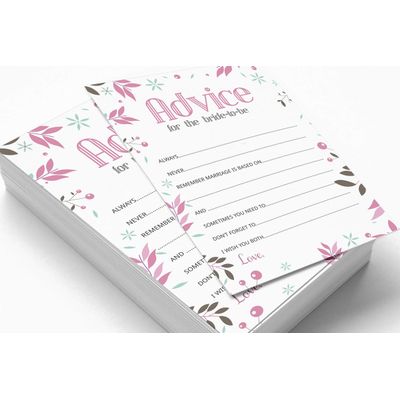 Cartões Quadrados em Branco para Chá de Noiva e Despedida de Solteira, Jogo Floral para Preencher Ideias de Presente, 50 Unid. - Inkdotpot 12,7 Cm × 17,78 Cm / Branco - Cartão de Conselho