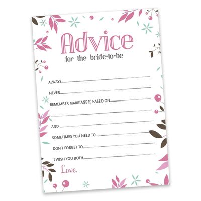 Cartões Quadrados em Branco para Chá de Noiva e Despedida de Solteira, Jogo Floral para Preencher Ideias de Presente, 50 Unid. - Inkdotpot 12,7 Cm × 17,78 Cm / Branco - Cartão de Conselho