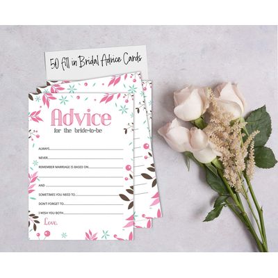 Cartões Quadrados em Branco para Chá de Noiva e Despedida de Solteira, Jogo Floral para Preencher Ideias de Presente, 50 Unid. - Inkdotpot 12,7 Cm × 17,78 Cm / Branco - Cartão de Conselho