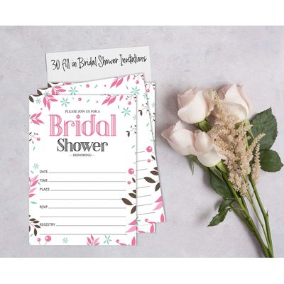 Cartões Quadrados em Branco para Chá de Noiva e Despedida de Solteira, Jogo Floral para Preencher Ideias de Presente, 50 Unid. - Inkdotpot 12,7 Cm × 17,78 Cm / Branco - Cartão de Conselho