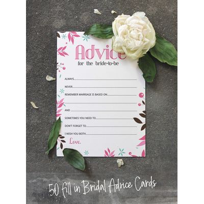 Cartões Quadrados em Branco para Chá de Noiva e Despedida de Solteira, Jogo Floral para Preencher Ideias de Presente, 50 Unid. - Inkdotpot 12,7 Cm × 17,78 Cm / Branco - Cartão de Conselho