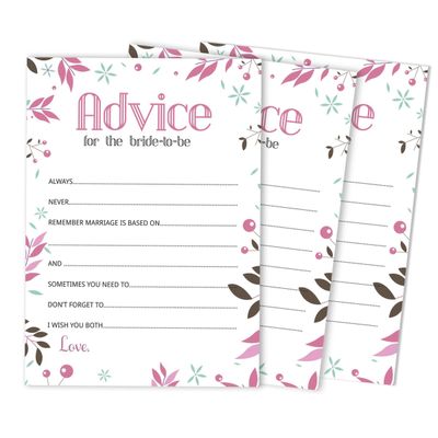 Cartões Quadrados em Branco para Chá de Noiva e Despedida de Solteira, Jogo Floral para Preencher Ideias de Presente, 50 Unid. - Inkdotpot 12,7 Cm × 17,78 Cm / Branco - Cartão de Conselho