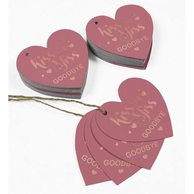 Etiqueta de Papel Metalizado para Pendurar 'Dê Um Beijo na Solteirice' para Lembrancinha de Chá de Noiva - Inkdotpot 100 Etiquetas Metalizadas / Rosa - Ouro Rosé