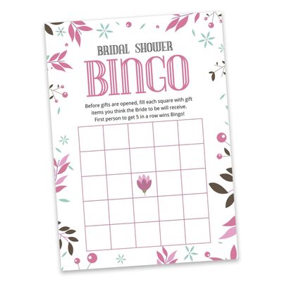Cartões Quadrados em Branco para Chá de Noiva e Despedida de Solteira, Jogo Floral para Preencher Ideias de Presente, 50 Unid. - Inkdotpot 12,7 Cm × 17,78 Cm / Branco - Bingo da Noiva