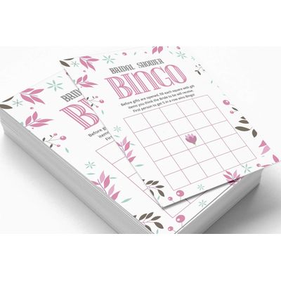 Cartões Quadrados em Branco para Chá de Noiva e Despedida de Solteira, Jogo Floral para Preencher Ideias de Presente, 50 Unid. - Inkdotpot 12,7 Cm × 17,78 Cm / Branco - Bingo da Noiva