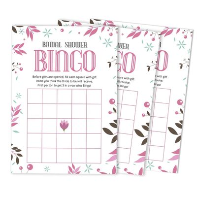 Cartões Quadrados em Branco para Chá de Noiva e Despedida de Solteira, Jogo Floral para Preencher Ideias de Presente, 50 Unid. - Inkdotpot 12,7 Cm × 17,78 Cm / Branco - Bingo da Noiva