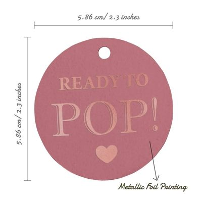 Tags de Papel para Pendurar em Lembrancinhas de Chá de Bebê 'Ready to Pop' com Foil - Inkdotpot 100 Etiquetas Metalizadas / Rosa - Ouro Rosé