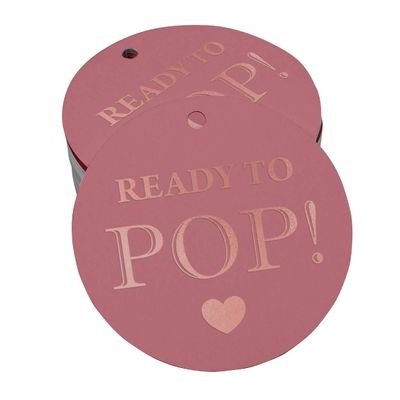 Tags de Papel para Pendurar em Lembrancinhas de Chá de Bebê 'Ready to Pop' com Foil - Inkdotpot 100 Etiquetas Metalizadas / Rosa - Ouro Rosé