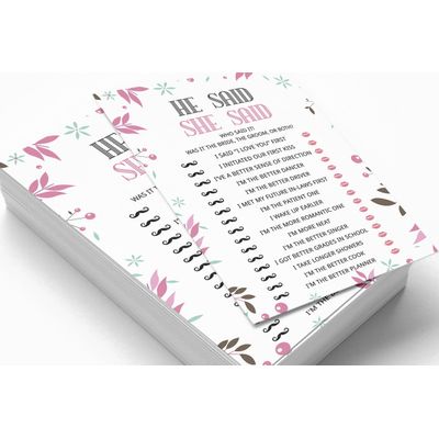 Cartões Quadrados em Branco para Chá de Noiva e Despedida de Solteira, Jogo Floral para Preencher Ideias de Presente, 50 Unid. - Inkdotpot 12,7 Cm × 17,78 Cm / Branco - Ele Disse, Ela Disse
