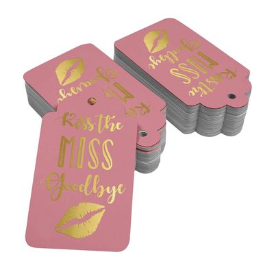 Etiquetas Penduradas de Papel Metalizado "Kiss The Miss Goodbye" para Lembrancinhas de Chá de Noiva - Inkdotpot 50 Etiquetas Metalizadas / Rosa - Dourado