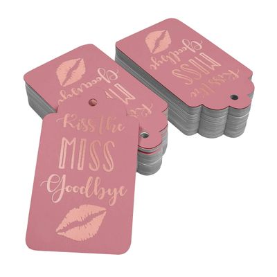 Etiquetas Penduradas de Papel Metalizado "Kiss The Miss Goodbye" para Lembrancinhas de Chá de Noiva - Inkdotpot 50 Etiquetas Metalizadas / Rosa - Ouro Rosé