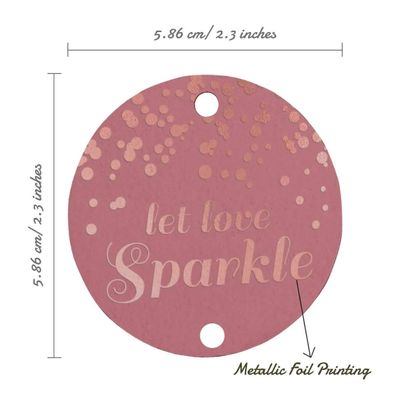 Etiquetas Pendentes de Papel Metalizado Deixe o Amor Brilhar para Lembrancinhas de Casamento - Inkdotpot 100 Etiquetas Metalizadas / Rosa - Ouro Rosé