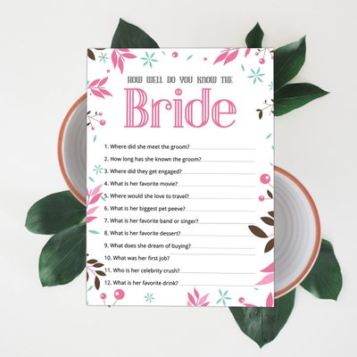 Cartões Quadrados em Branco para Chá de Noiva e Despedida de Solteira, Jogo Floral para Preencher Ideias de Presente, 50 Unid. - Inkdotpot 12,7 Cm × 17,78 Cm / Branco - Quiz da Noiva
