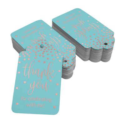 Etiquetas de Papel Metalizado "Obrigado por Celebrar Comigo" para Lembrancinhas de Aniversário - Inkdotpot 50 Etiquetas Metalizadas / Azul - Ouro Rosé