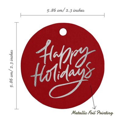 Etiquetas de Papel Metalizado 'Boas Festas' para Lembrancinhas Pendentes - Inkdotpot 100 Etiquetas Metalizadas / Vermelho - Prata