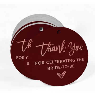 Tag de Papel para Lembrancinha de Chá de Noiva com Acabamento Foil 'Obrigada por Celebrar a Futura Noiva' - Inkdotpot 50 Etiquetas Metalizadas / Vermelho - Ouro Rosé
