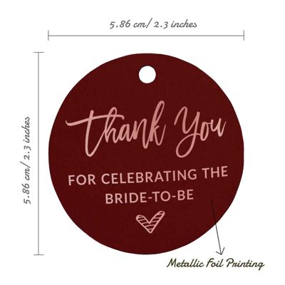Tag de Papel para Lembrancinha de Chá de Noiva com Acabamento Foil 'Obrigada por Celebrar a Futura Noiva' - Inkdotpot 50 Etiquetas Metalizadas / Vermelho - Ouro Rosé