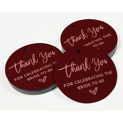 Tag de Papel para Lembrancinha de Chá de Noiva com Acabamento Foil 'Obrigada por Celebrar a Futura Noiva' - Inkdotpot 50 Etiquetas Metalizadas / Vermelho - Ouro Rosé