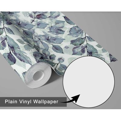 Papel Adesivo Vinílico Decorativo, Folhas em Aquarela, Verde, Impermeável, Removível, para Inquilinos, Quarto e Sala de Jantar - S4Sassy 63,5 cm (L) × 609,6 cm (C) / Verde - Vinil Liso