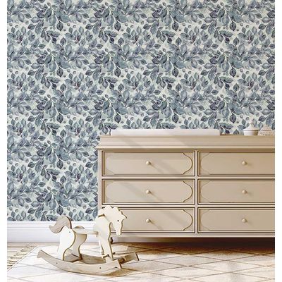 Papel Adesivo Vinílico Decorativo, Folhas em Aquarela, Verde, Impermeável, Removível, para Inquilinos, Quarto e Sala de Jantar - S4Sassy 63,5 cm (L) × 609,6 cm (C) / Verde - Vinil Liso