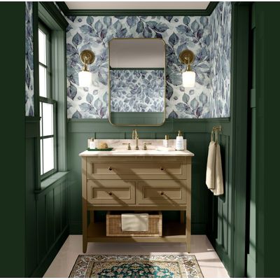 Papel Adesivo Vinílico Decorativo, Folhas em Aquarela, Verde, Impermeável, Removível, para Inquilinos, Quarto e Sala de Jantar - S4Sassy 63,5 cm (L) × 609,6 cm (C) / Verde - Vinil Liso