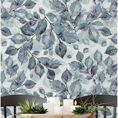 Papel Adesivo Vinílico Decorativo, Folhas em Aquarela, Verde, Impermeável, Removível, para Inquilinos, Quarto e Sala de Jantar - S4Sassy 63,5 cm (L) × 609,6 cm (C) / Verde - Vinil Liso