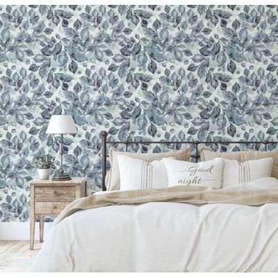 Papel Adesivo Vinílico Decorativo, Folhas em Aquarela, Verde, Impermeável, Removível, para Inquilinos, Quarto e Sala de Jantar - S4Sassy 63,5 cm (L) × 609,6 cm (C) / Verde - Vinil Liso