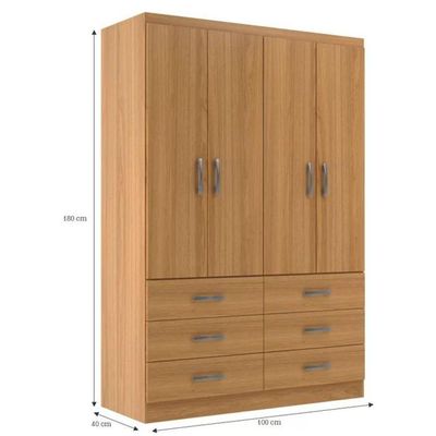 Guarda Roupa Casal Treviso 4 Portas 6 Gavetas - Cinnamomo Cinnamomo