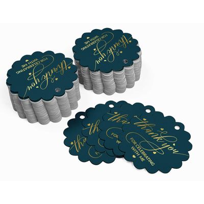 Etiquetas de Papel Metalizado 'Obrigado por Celebrar Comigo' para Lembrancinha de Aniversário - Inkdotpot 100 Etiquetas Metalizadas / Azul - Prata