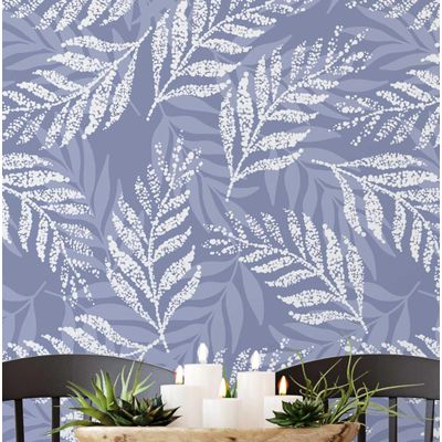 Papel de Parede Decorativo Autoadesivo com Folhas, Vinil Impermeável Azul, Removível, Ideal para Locatários, Quarto/Sala de Jantar - S4Sassy 63,5 cm (L) × 304,8 cm (C) / Azul - Vinil Liso