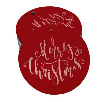 Etiquetas de Papel Metalizado 'Merry Christmas' para Pendurar em Lembrancinhas - Inkdotpot 50 Etiquetas Metalizadas / Vermelho - Ouro Rosé