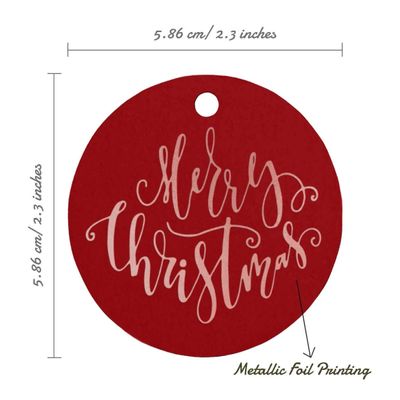 Etiquetas de Papel Metalizado 'Merry Christmas' para Pendurar em Lembrancinhas - Inkdotpot 50 Etiquetas Metalizadas / Vermelho - Ouro Rosé