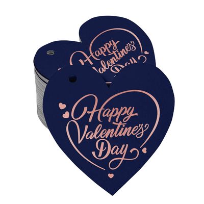 Etiquetas de Pendurar Folheadas 'Feliz Dia dos Namorados' para Lembrancinhas de Garrafa - Inkdotpot 100 Etiquetas Metalizadas / Azul - Ouro Rosé